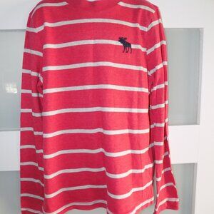 Abercrombie Kids Muscle Fit LS Red Striped Shirt Size M Boy's